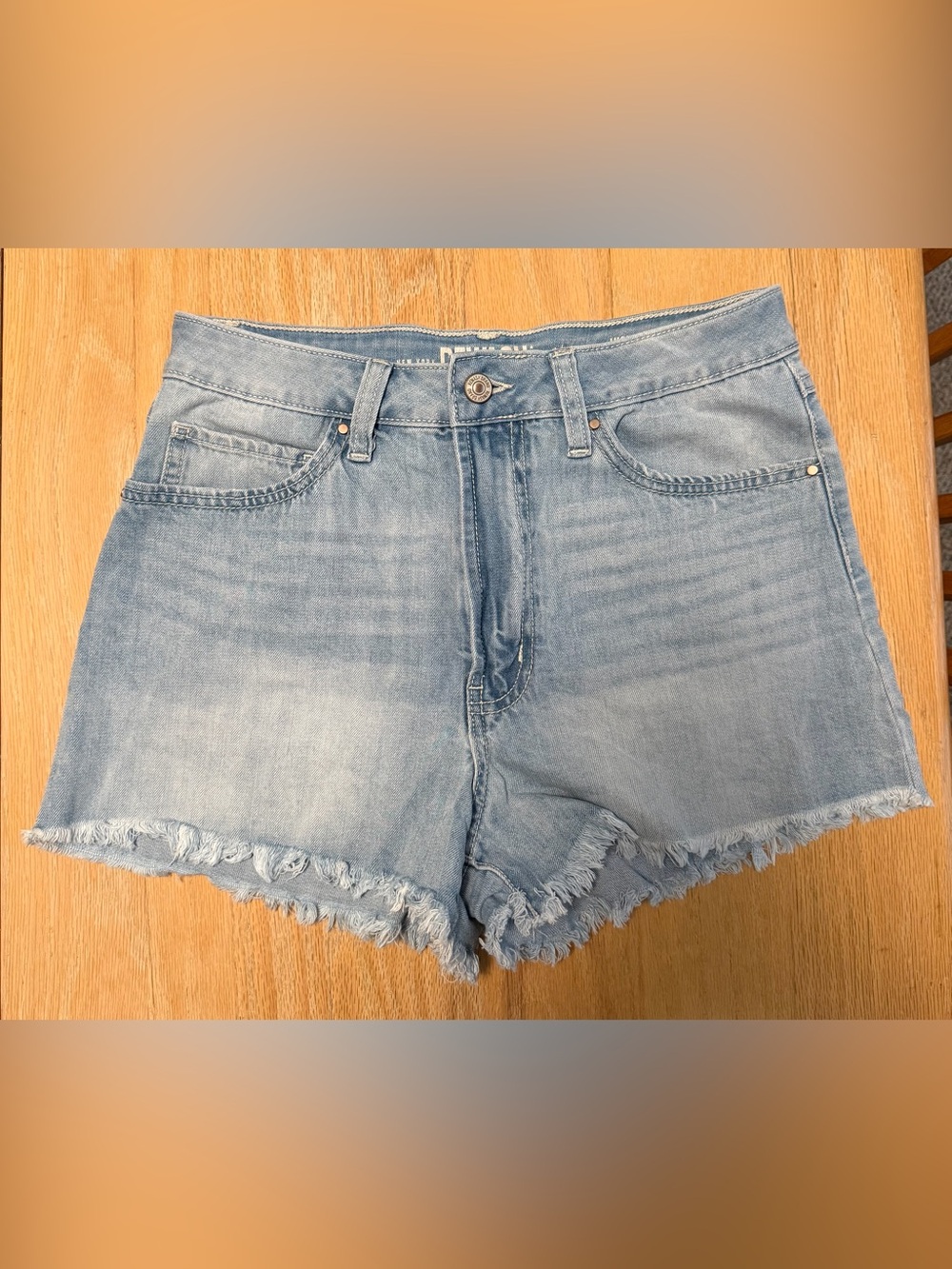 Rewash Light Blue Denim Frayed Hem Shorts